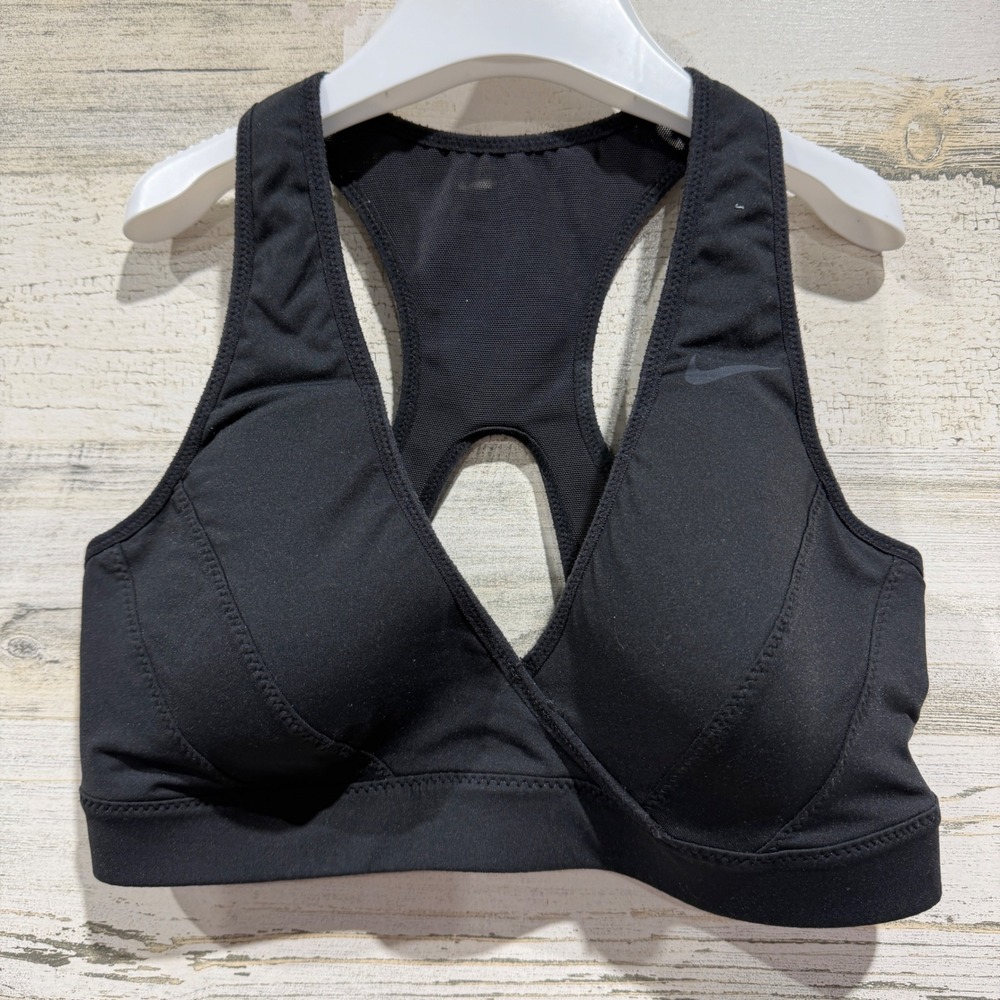 Nike Sports Bra Women Small Black Dri-FIT Racerback Mesh Padded GUC